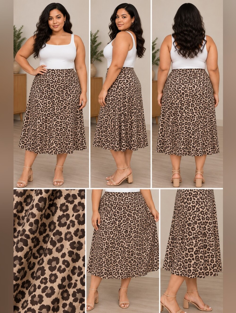 George Plus Leopard Print A-Line Midi Skirt – Size 1X